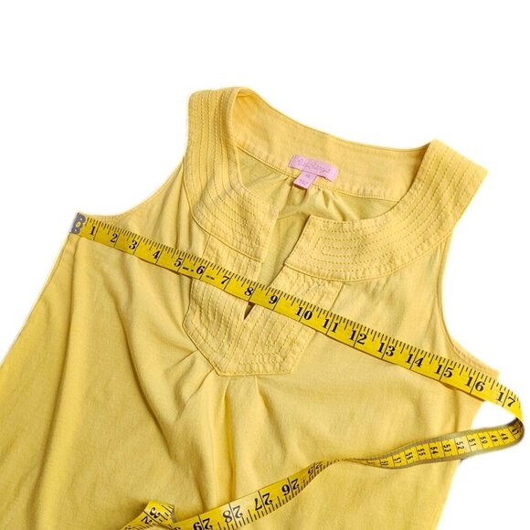 Lilly Pulitzer Womens Slit Front Tank Top Size XS Yellow Stitching Neckline - Picture 8 of 9